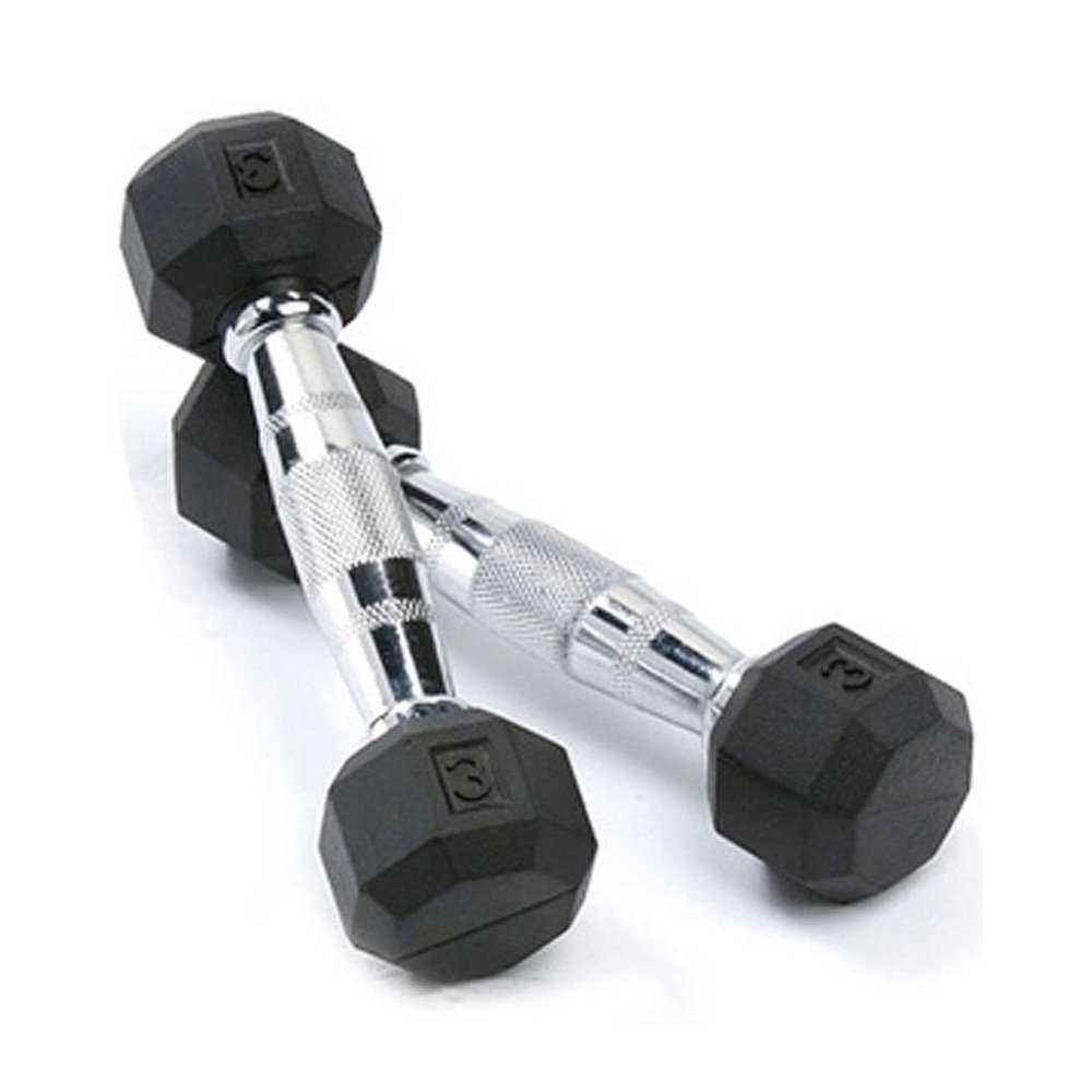 Pair of Hex Chrome Handle 3lb Dumbbells